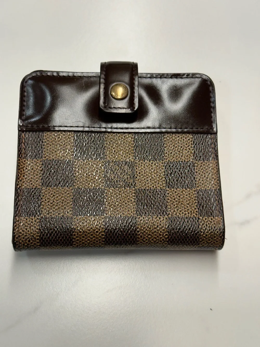 Louis Vuitton Damier Ebene Wallet w/ Gold-Tone Hardware + LV Dust Bag + COA
